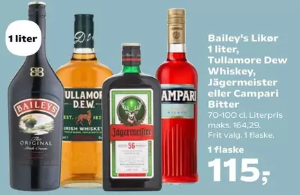 Bailey - 's Likor, Tullamore Dew Whiskey, Jägermeister eller Campari Bitter