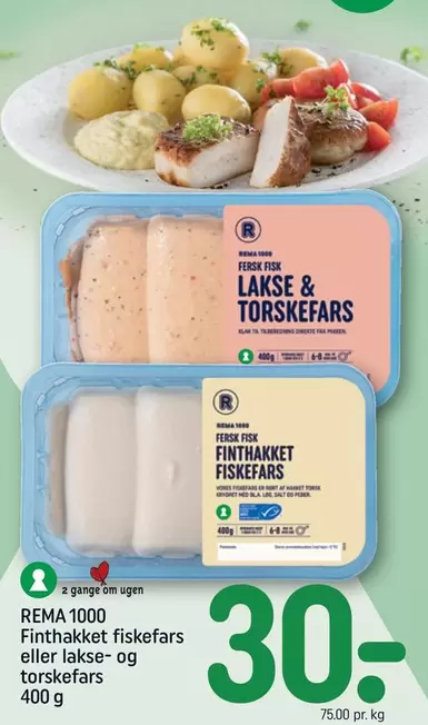 Finthakket fiskefars eller lakse- og torskefars