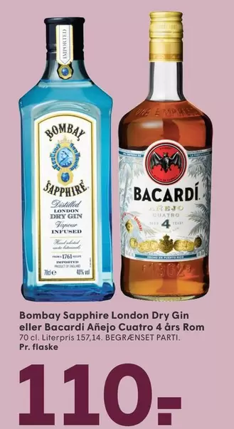 London Dry Gin eller Añejo Cuatro 4 års Rom
