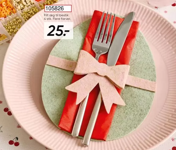 Filt set eg til bestik 4 stk. Flere farver!