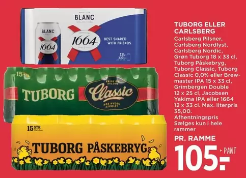 Carlsberg - Pilsner, Nordlyst, Nordic, Påskebryg, Classic, Classic 0,0% eller Brew-master IPA, Double, Yakima IPA eller 1664