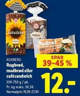 Rugbrød, madbrød eller cafésandwich