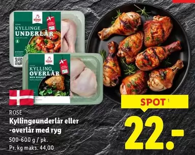 Rose - Kyllingeunderlår eller -overlår med ryg