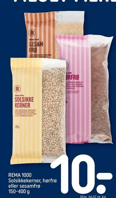 Solsikkekerner, hørfrø eller sesamfrø