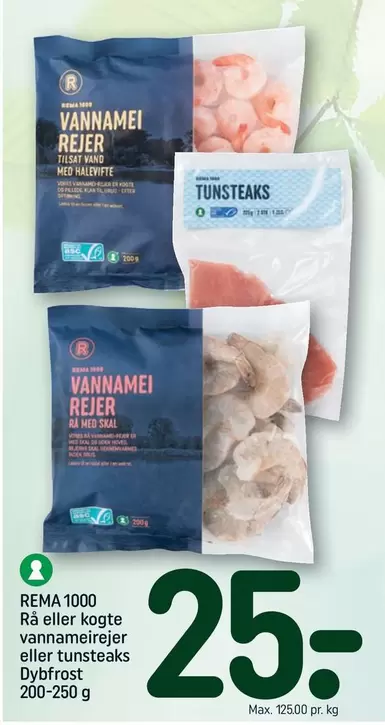 Rå eller kogte vannameirejer eller tunsteaks