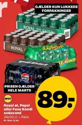 Pepsi - øl,  eller Faxe Kondi sodavand