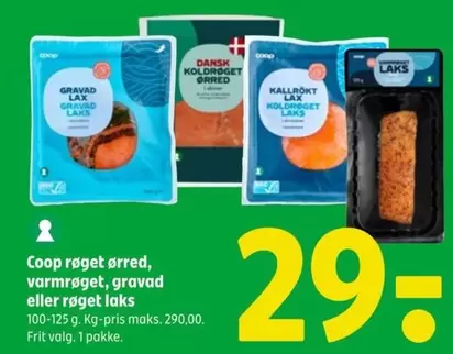 røget ørred, varmrøget, gravad eller røget laks