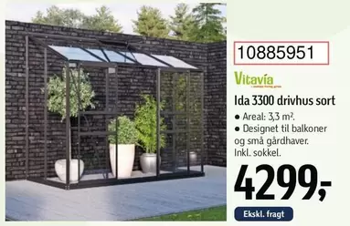 Ida 3300 drivhus sort