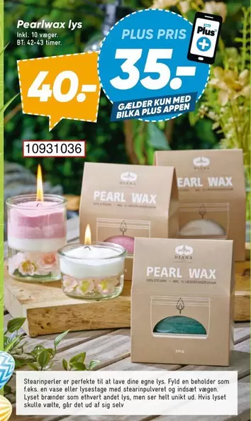 Dine - Pearl wax lys 10931036