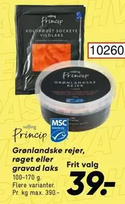 Grønlandske rejer, røget eller gravad laks