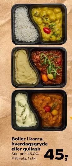 Boller i karry, hverdagsgryde eller gullash