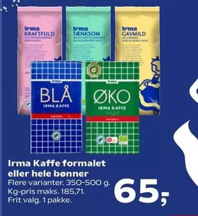 Irma Kaffe formalet eller hele bønner
