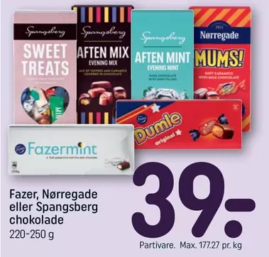 Fazer, Nørregade eller Spangsberg chokolade