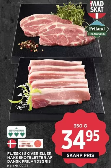 Flæsk i skiver eller nakkekoteletter