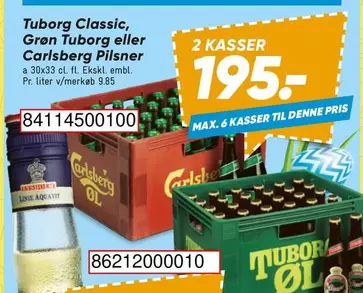 Carlsberg - Tuborg Classic, Grøn Tuborg eller Pilsner 30x33cl