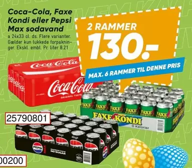 Coca Cola - Faxe Kondi eller Pepsi Max sodavand