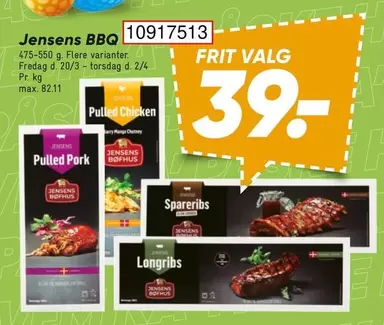 Jensens BBQ Pulled Pork, Pulled Chicken, Spareribs, Longribs