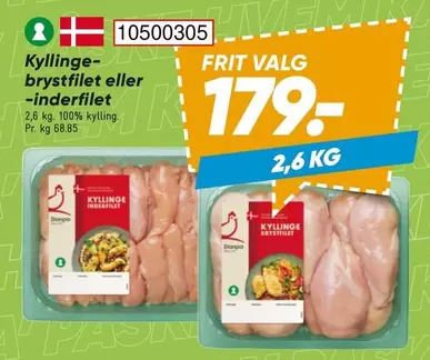 Kyllinge-brystfilet eller -inderfilet 10500305