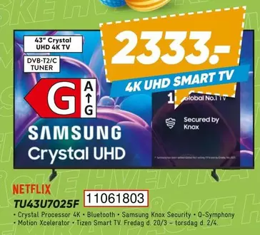 43" Crystal UHD 4K TV TU43U7025F