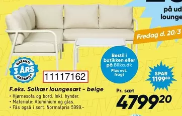 F.eks. Solkær loungesæt - beige