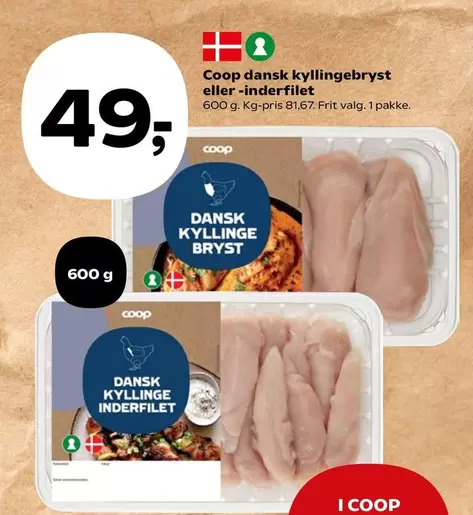 Coop dansk kyllingebryst eller -inderfilet