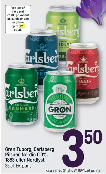 Carlsberg - Grøn Tuborg, Pilsner, Nordic 0.0%, 1883 eller Nordlyst