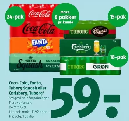 Coca Cola - Coca-Cola, Fanta, Tuborg Squash eller Carlsberg
