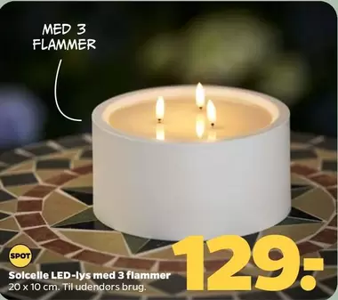 Solcelle LED-lys med 3 flammer