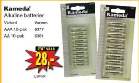 Alkaline batterier AAA 10-pak 6377, AA 10-pak 6381