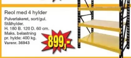 Reol med 4 hylder
