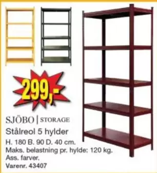 SJÖBO | STORAGE Stålreol 5 hylder