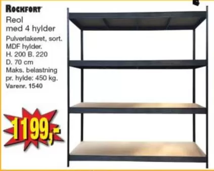 Reol med 4 hylder