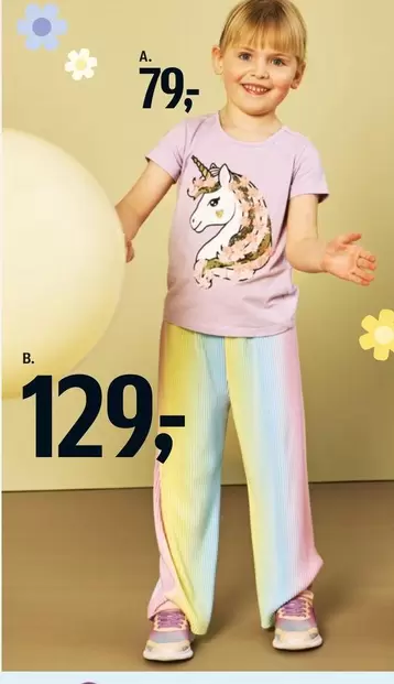 Unicorn T-shirt and Rainbow Pants Set
