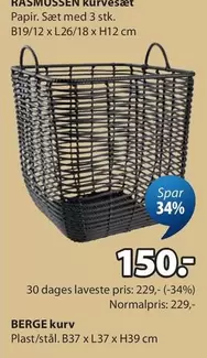 RASMUSSEN kurvesæt Papir. Sæt med 3 stk. B19/12 x L26/18 x H12 cm