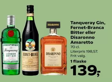 Tanqueray Gin, Fernet-Branca Bitter eller Disaronno Amaretto