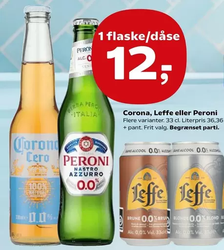 Corona, Leffe eller Peroni