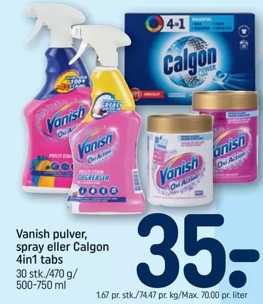 Vanish pulver, spray eller Calgon 4in1 tabs