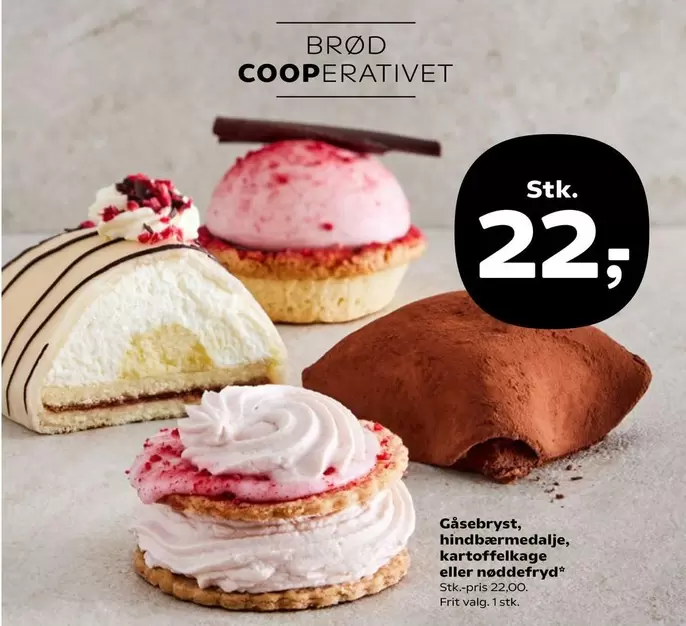 Gåsebryst, hindbærmedalsje, kartoffelkage eller nøddefryd