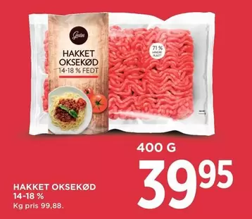 Hakket Oksekød 14-18 % Fedt