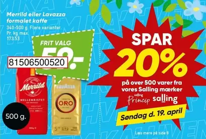 Merrild eller Lavazza formalet kaffe