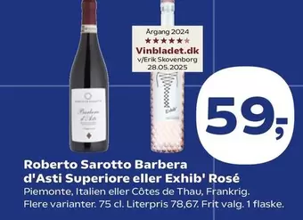Roberto Sarotto Barbera d'Asti Superiore eller Exhibr Rosé