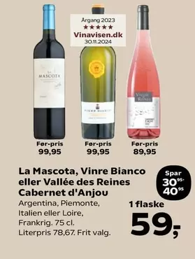 Vinre Bianco eller Vallée des Reines Cabernet d'Anjou