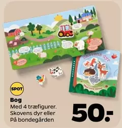 Bog med 4 træfigurer. Skovens dyr eller På bondegården