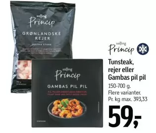Tunsteak, rejer eller Gambas pil pil
