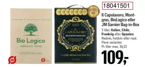 Bio - Il Capolavoro, Mont-gras, logico eller JM Garnier Bag-in-Box