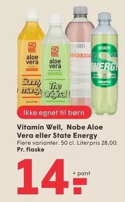Vitamin Well, Nobe Aloe Vera eller State Energy