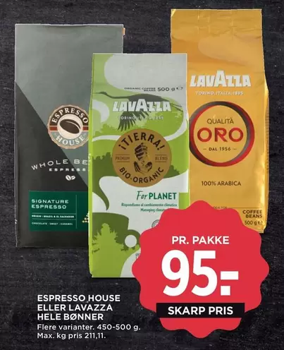 ESPRESSO HOUSE ELLER LAVAZZA HELE BØNNER
