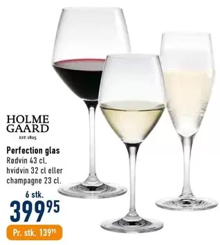 Perfection glas Rødvin 43 cl. hvidvin 32 cl eller champagne 23 cl.