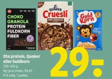 Granola - Ota protein, Quaker eller GuldKorn