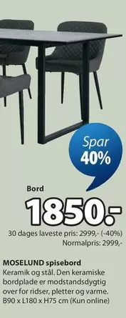 Keramik - MOSSELUND spisebord